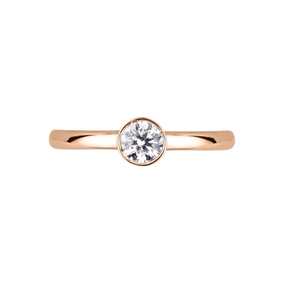 Solitärring Zargenfassung Roségold 18K