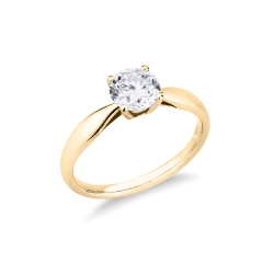 Verlobungsring lineare Fassung 4 Krappen Gelbgold 2