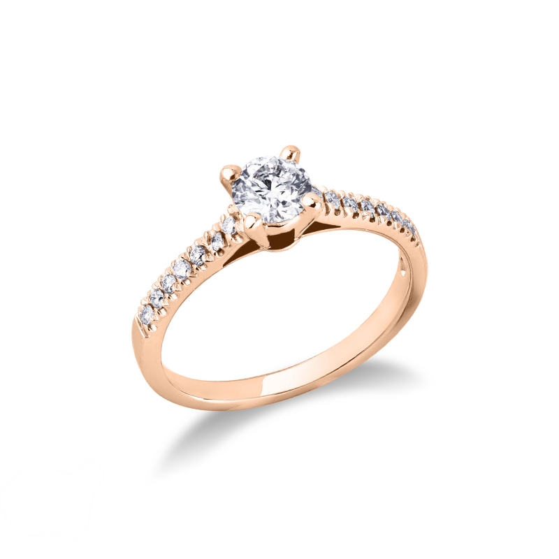 4er Krappenfassung Solitärring mit Diamanten auf dem Band  