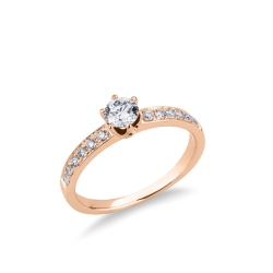 6er-Krappenfassung mit Diamant besetzter Ringschiene Rotgold 2