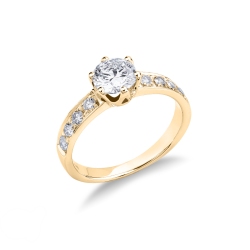 Verlobungsring Fassung mit 6 Krappen und Diamant besetzer Ringschiene  2