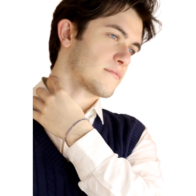 Saphir Tennisarmband mit Diamanten Weißgold