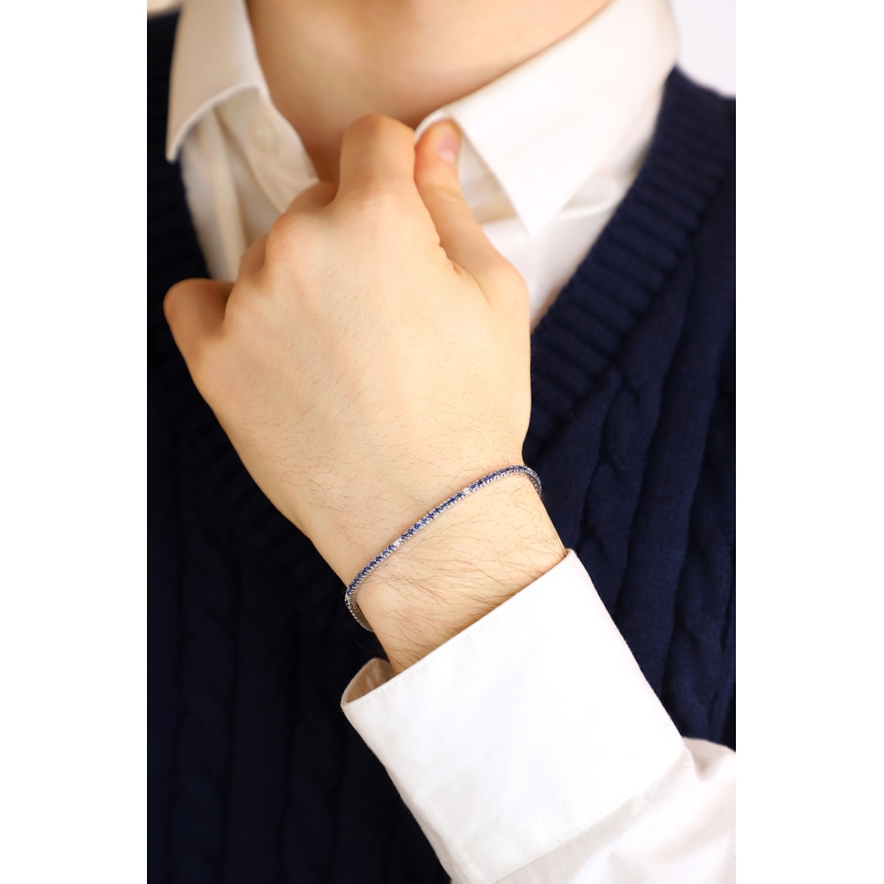 Saphir Tennisarmband mit Diamanten Weißgold