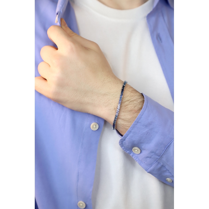Saphir blau Tennisarmband Weißgold 18K Saphir blau Tennisarmband Weißgold 18K