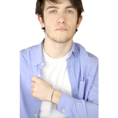 Tennisarmband aus Gelbgold 18K mit blauen Saphiren 