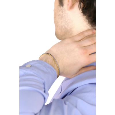 Tennisarmband aus Gelbgold 18K mit blauen Saphiren 