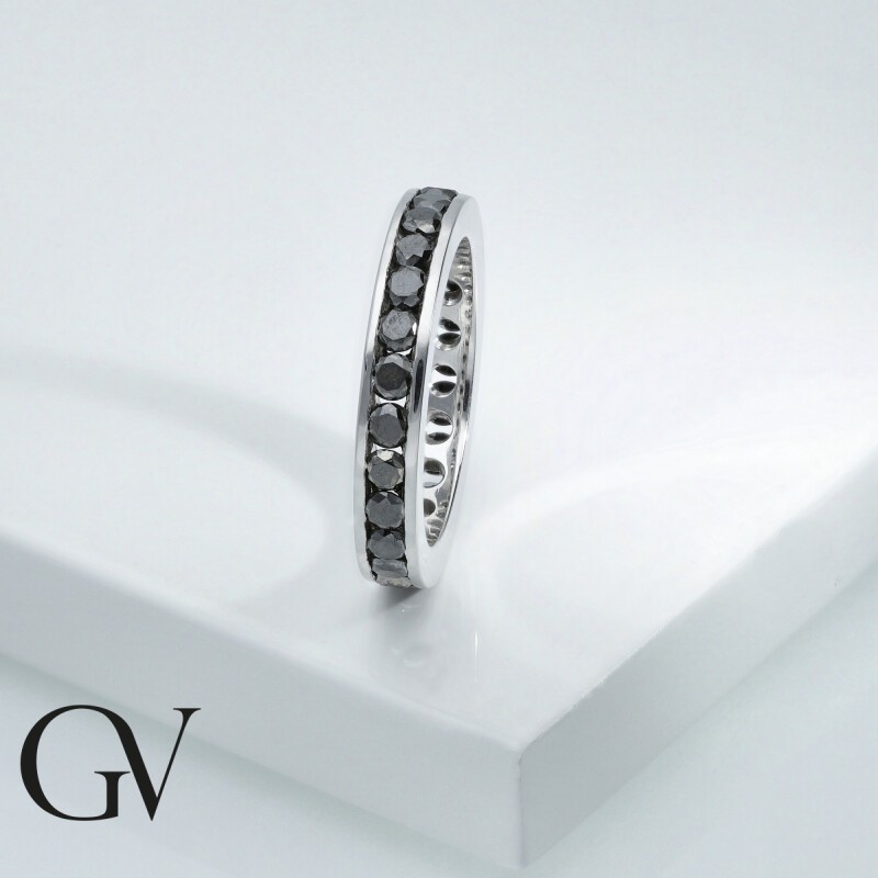 Eternity Ring Weißgold mit schwarzen Diamanten 