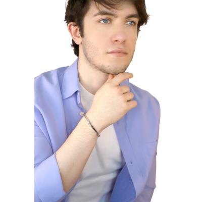 Tennisarmband aus Roségold 18K mit blauen Saphiren 