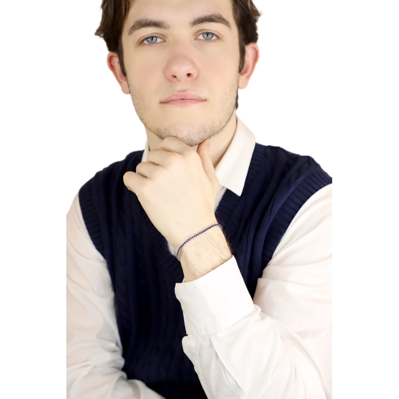 Tennis Armband Weißgold mit blauen Saphiren 