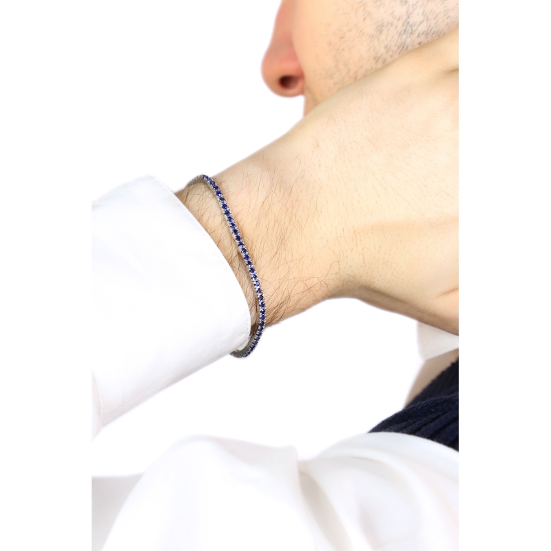Tennis Armband Weißgold mit blauen Saphiren 