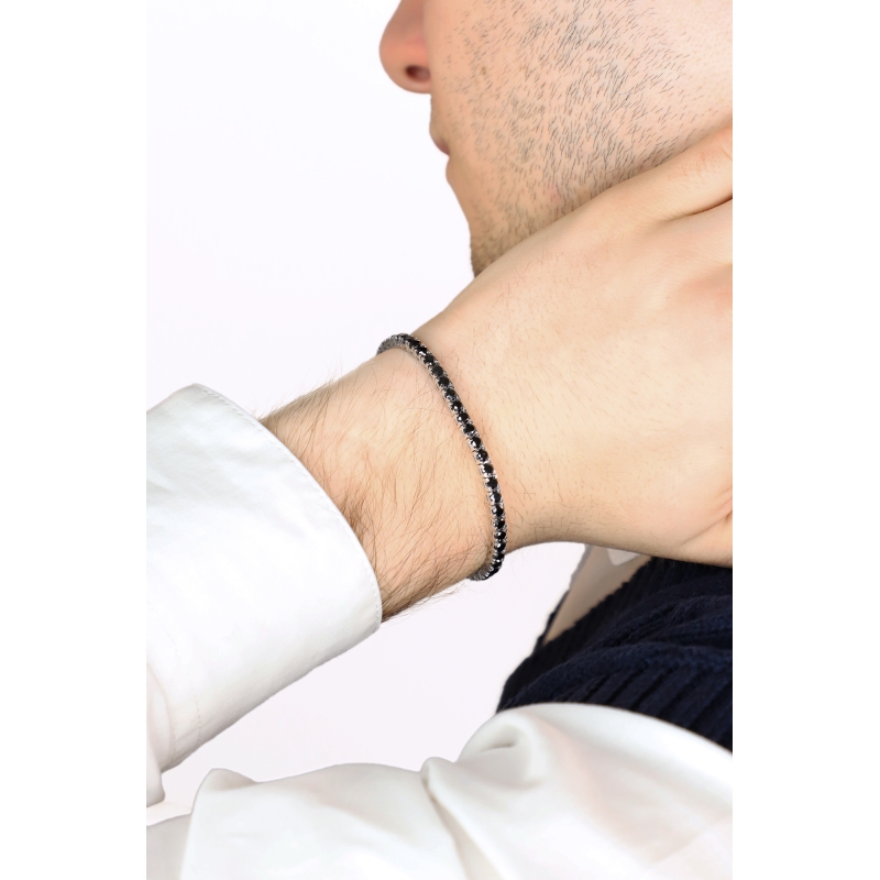 Weißgold 18K Tennisarmband mit schwarzen Diamanten 