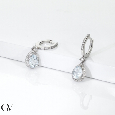 Aquamarin Ohrringe aus 750er Weißgold mit Diamanten