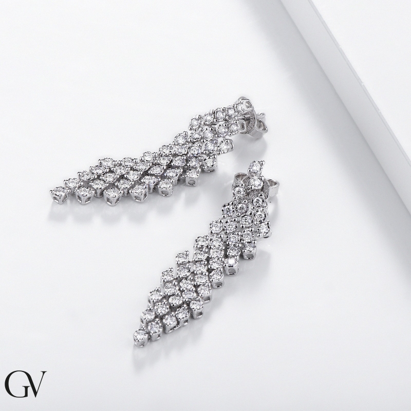 Hängende Ohrringe aus 750er Weißgold mit Diamanten