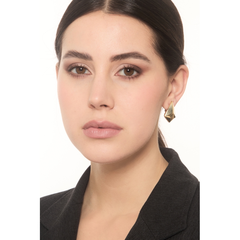 Glänzende geometrische Ohrringe aus 18K Gelbgold Glänzende geometrische Ohrringe aus 18K Gelbgold