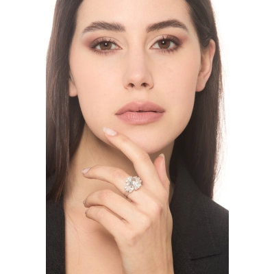 Bandring mit Aquamarin und Diamanten Weißgold 18K