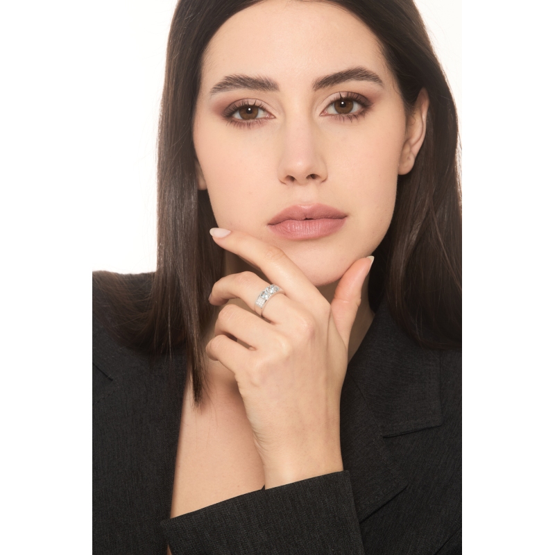 Bandring Aquamarin Ring mit Diamanten Weißgold 18K Bandring Aquamarin Ring mit Diamanten Weißgold 18K