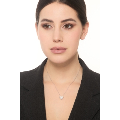 Halskette 18K Weißgold mit Herzanhänger aus Diamanten 