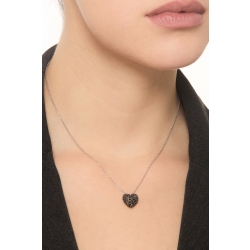 Damenkette mit Herzanhänger Pavé aus schwarzen Diamanten 2