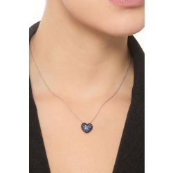 Weißgold 18K Herzkette mit blauen Saphiren  2