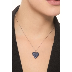 Herzkette mit Herzanhänger aus blauen Saphiren  2