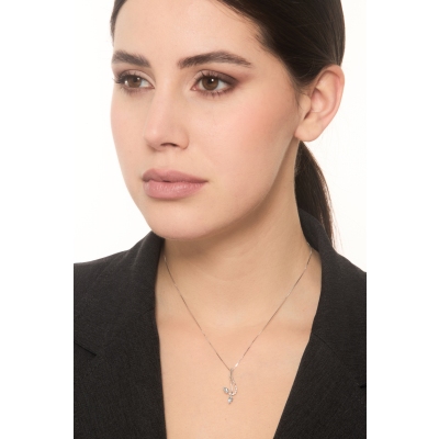 Ausgefallene Damenkette mit zwei Aquamarinen und Diamanten 