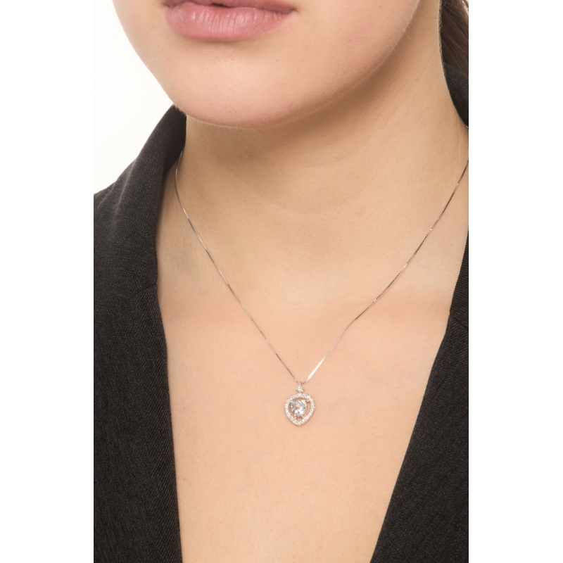 Weißgold 750 Damenkette mit Herz aus Aquamarin und Diamanten Weißgold 750 Damenkette mit Herz aus Aquamarin und Diamanten