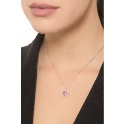 Weißgold Halskette mit rosa Saphir und Diamanten 2