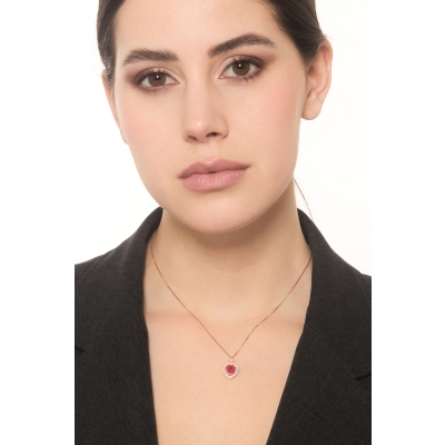Roségold18K Herzkette mit Rubin und Diamanten