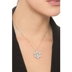 18K Weißgold Blumenkette mit Aquamarin und Diamanten 2