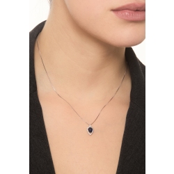 Weißgold 18K Damenkette mit blauem Saphir und Diamanten 2