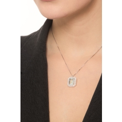 Damenkette aus 18K Weißgold mit Aquamarin und Diamanten 2
