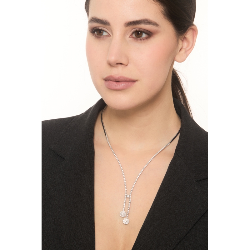 Tennis Kette Design mit Diamanten aus 18K Weißgold