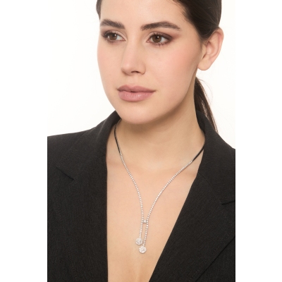 Tennis Kette Design mit Diamanten aus 18K Weißgold