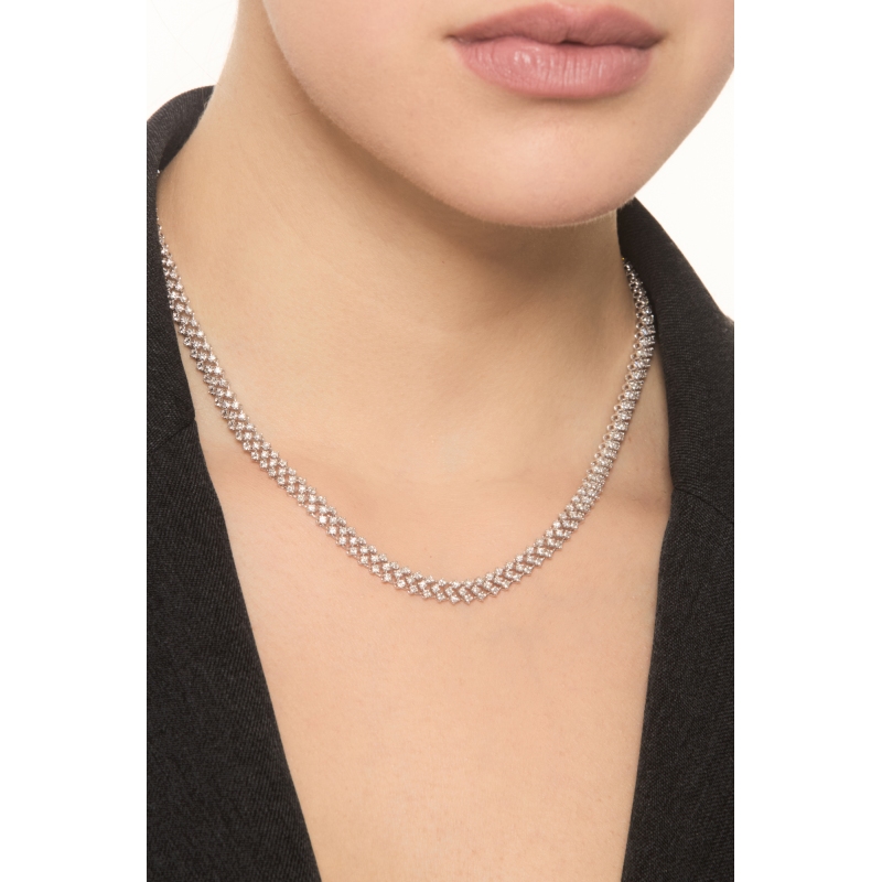 18K Weißgold Designer Tennis Halskette mit Diamanten 