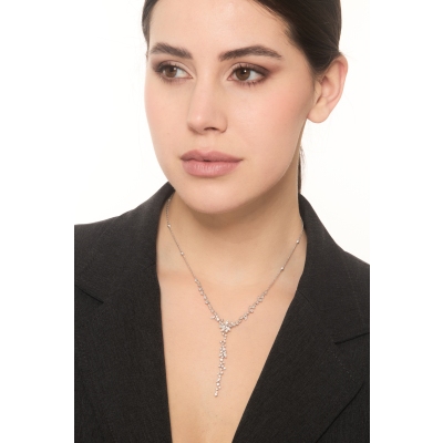 Weißgold 750 Y Kette mit Diamanten 