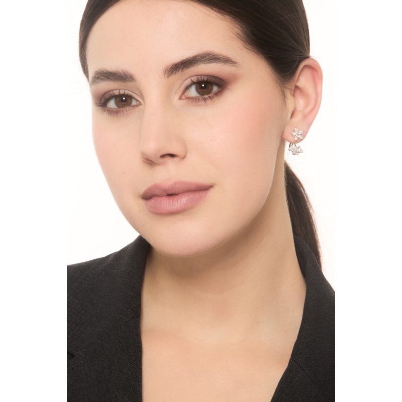 Blumenförmige Ohrringe 750er Weißgold mit Diamanten