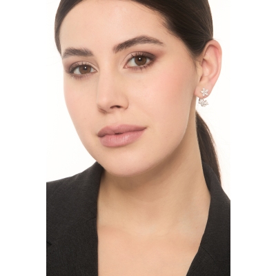 Blumenförmige Ohrringe 750er Weißgold mit Diamanten