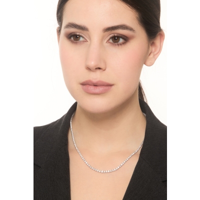 Weißgold 750 Tennis Kette mit Diamanten 