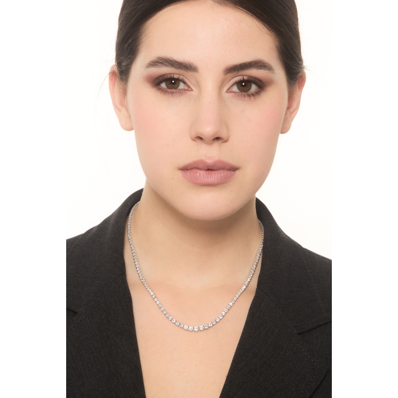 Tennis Kette 18K Weißgold mit Diamanten