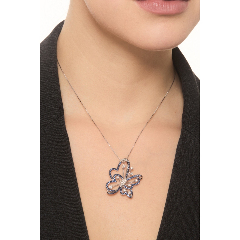 Designer Kette Schmetterling mit Saphiren und Diamanten Designer Kette Schmetterling mit Saphiren und Diamanten