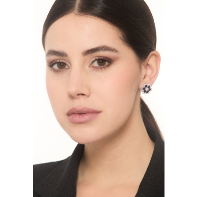 Ohrringe Blumen aus blauen Saphiren und Diamanten 