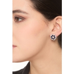 Ohrringe Blumen aus blauen Saphiren und Diamanten  2