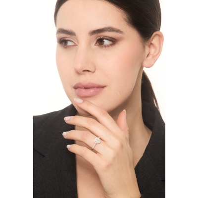 Ring mit Diamant Herzschliff 1 Karat GIA aus Weißgold 18K