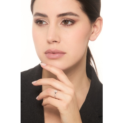 Verlobungsring mit Diamant Smaragdschliff 0.70 kt GIA aus Weißgold 18K