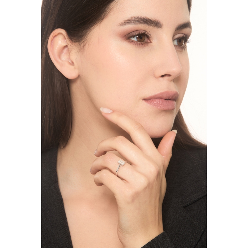 Solitärring mit Diamant Smaragdschliff 1 Karat GIA aus 750er Weißgold