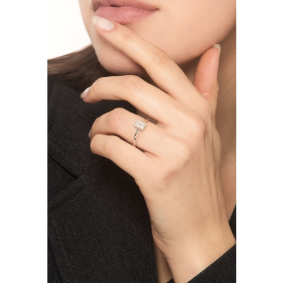 Solitärring mit Diamant Smaragdschliff 1 Karat GIA aus 750er Weißgold