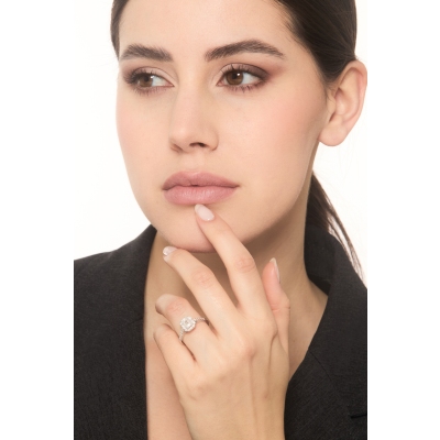 Ring mit Diamant Smaragdschliff 1 Karat GIA aus Weißgold 18K