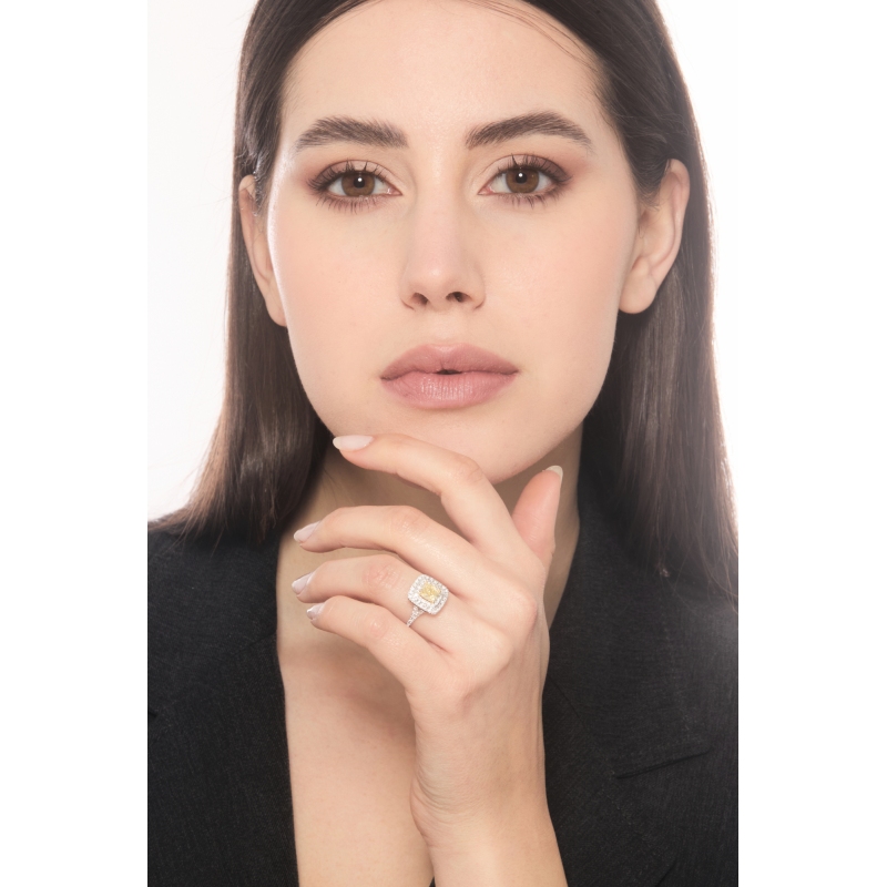 Diamantring mit gelbem Fancy Diamanten 1.16 kt GIA aus Weißgold 18K Diamantring mit gelbem Fancy Diamanten 1.16 kt GIA aus Weißgold 18K