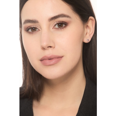 Herz-Ohrstecker mit Rubinen und Diamanten 