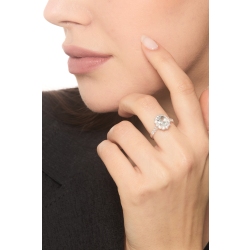Weißgold Halo Ring mit Aquamarin und Diamanten  2